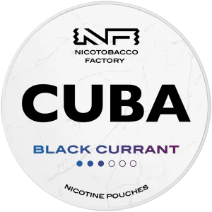 CUBA WHITE Black Currant nicotine pouch can